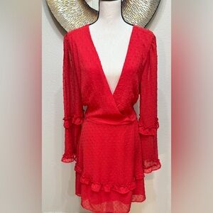 Elegant Red Wrap Dress